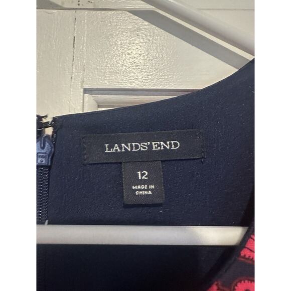 Lands End Colorful Floral Shift Stretch Dress Knee Length Size 12 Pockets - Picture 3 of 13